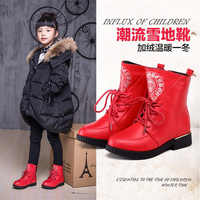 儿童女靴子2015新款秋冬季大童4-9岁5公主靴7红色马丁靴8女童冬鞋