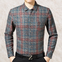2015冬季新品羊绒免烫商务中年男士衬衣加绒加厚保暖高档长袖衬衫