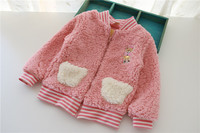 2015冬韩版新款女童  热卖羊羔绒卡通拉链外套 加厚棉衣 短款开衫