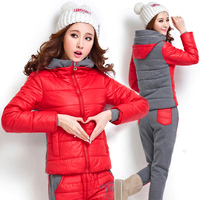 韩版时尚羽绒套装女冬季加厚修身运动休闲羽绒服棉服套装两件套潮