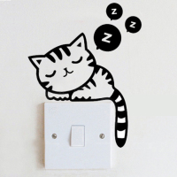 可移除墙贴开关贴 猫咪插座贴 创意客厅卧室笔记本墙壁随意贴纸