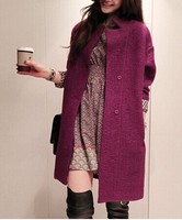 爱尚范儿2015冬装新品韩版宽松中长款羊茧行毛呢大衣外套女