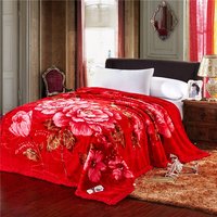新款双层加厚拉舍尔交织玫瑰花结婚庆毛毯1.8m米珊瑚绒宿舍盖毯子