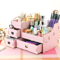 超大木质DIY化妆品收纳盒 桌面收纳盒带抽屉 化妆盒办公整理架