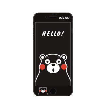 卡通熊本 苹果7p钢化膜iphone6s全屏覆盖7plus软边高清玻璃贴背