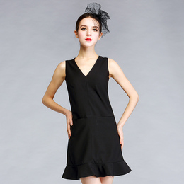 2015夏季新款明星同款无袖背心黑色鱼尾裙 高腰显瘦包臀一步短裙
