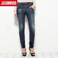 JASONWOOD坚持我的女欧美锥型猫须设计低腰牛仔裤2241683707