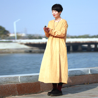 2015冬季新款连衣裙 原创设计女装韩国进口柔软灯芯绒加长版长袍