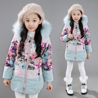 童装女童2015新款冬装韩版中大童棉袄羽绒棉服中长款连帽上衣外套