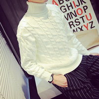 2015男士针织衫毛衣 韩版修身套头高领麻花加厚毛衣翻领线衣男 潮