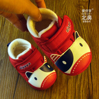 冬款0-2岁婴幼儿防滑软底保暖鞋男女童宝宝学步鞋子笑脸宝宝棉鞋