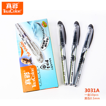 真彩文具3031A大鲨鱼中性笔 大容量水笔0.5mm半针管式签字笔