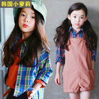 春秋新款韩版正品牌女童格子衬衣长袖小孩子儿童装纯棉衬衫韩国潮