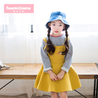 2015韩版童装儿童纯棉吊带连衣裙子 中大童荷叶边加绒女童背带裙