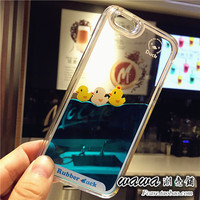 创意流动液体iPhone6鸭子手机壳4.7苹果6plus游泳小黄鸭5s保护套