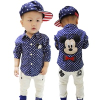 童装2015 春秋装新款 韩版宝宝儿童男童女童装米老鼠圆点长袖衬衫