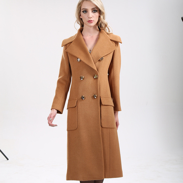 2015新款欧美高端羊毛超长款修身百搭毛呢大衣外套
