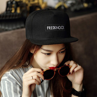 韩国最新款简约刺绣字母FREIKNOCK男女时尚潮帽子鸭舌嘻哈平沿帽