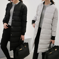 韩国代购2015冬装圆领加厚羽绒棉衣女韩版显瘦中长款面包棉服外套