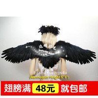 新款黑色羽毛翅膀恶魔翅膀 cosplay道具可随意造型圣诞精品