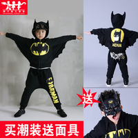 童装2016新款男童春秋套装儿童蝙蝠侠卫衣女童中大童个性运动衣潮