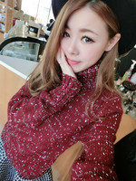 韩国女款套头高领毛衣女加厚长袖宽松高领针织衫韩版显瘦打底衫