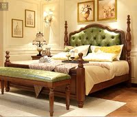 美式做旧床 法式雕花实木床 软包双人床 婚床 复古实木床 可定制