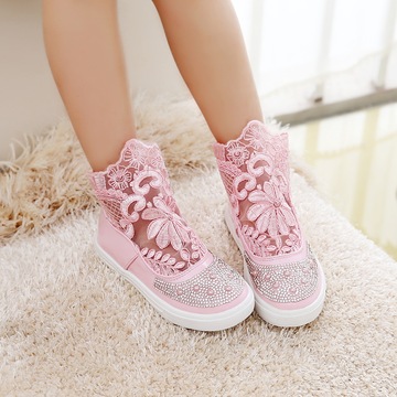 女童皮鞋2015新款秋季黑色单鞋韩版粉色蕾丝透气公主鞋白色儿童鞋