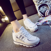 2015秋季增高板鞋平底韩版潮女生运动鞋跑步休闲帆布鞋透气网鞋子