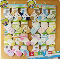 厂家批发0-6个月宝宝棉袜子婴儿袜新生儿袜糖果童袜子3双一卡片装