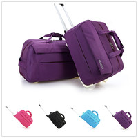 新款时尚彩色拉杆包男女潮超轻大容量可折叠旅行包 登机包行李箱
