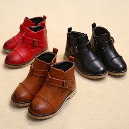 女童靴子短靴儿童靴中大童马丁靴韩版2015冬季新款平底皮靴男童靴