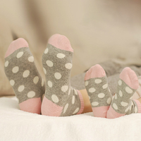 春秋儿童袜子男女宝宝袜子 全棉波点甜美母子袜 女士袜子 亲子袜