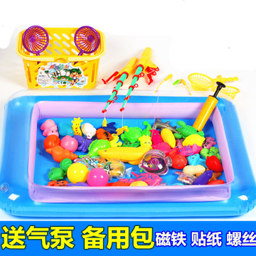 儿童钓鱼玩具池套装 磁性钓鱼玩具宝宝戏水洗澡玩具益智捞鱼批发