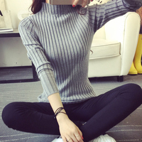 2015秋冬新款韩版短款半高领毛衣打底衫女长袖套头修身显瘦针织衫