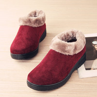 2015冬季老北京棉鞋女舒适妈妈鞋加绒保暖休闲软底平跟防滑短靴子