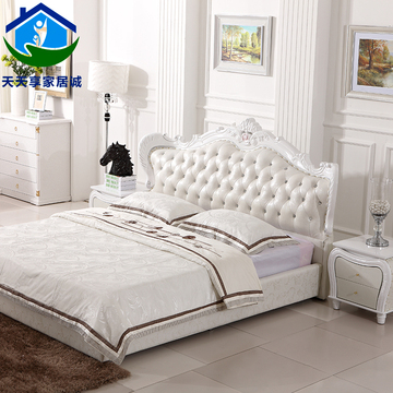 欧式床卧室1.8双人床公主床 实木真皮床婚床榻榻米储物床小户型床