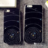 个性Iphone5/5S彩绘银河系轨道手机壳苹果6硬6Plus手机保护套潮