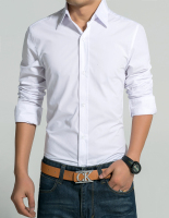 2015秋季新款男士纯色长袖商务衬衫休闲加大韩版修身黑色男士衬衣