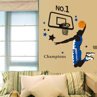 包邮男生寝室墙贴纸大学宿舍装饰墙纸贴画运动馆打篮球卧室墙壁画