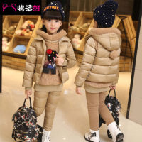 童装新款2015女童冬装套装三件套加厚冬儿童中大童休闲棉服套装潮