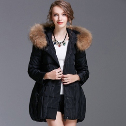 2015冬装新款韩版貉子大毛领时尚斗篷中长款羽绒服女孕妇外套