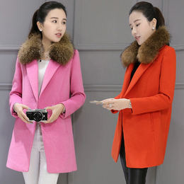 绿谷布衣毛呢外套韩版女装2015新呢大衣冬修身显瘦中长款羊毛大衣
