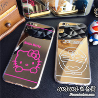 KT猫镜子iphone6镜面手机壳6S/6plus 大嘴猴苹果5S卡通硅胶套潮女