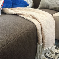 高档样板房样板间别墅沙发米色搭毯搭巾盖毯披毯 盖毯 毯 装饰毯