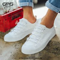 GM5男鞋春季白色帆布鞋男春低帮板鞋微增高圆头休闲鞋学生鞋子潮
