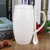 大容量陶瓷杯子马克杯带盖勺牛奶杯茶杯办公室创意大号水杯特大