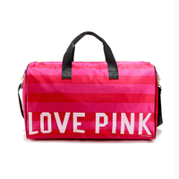 现货！专柜正品现货VS维多利亚秘密粉红条纹pink款旅行包大水桶包