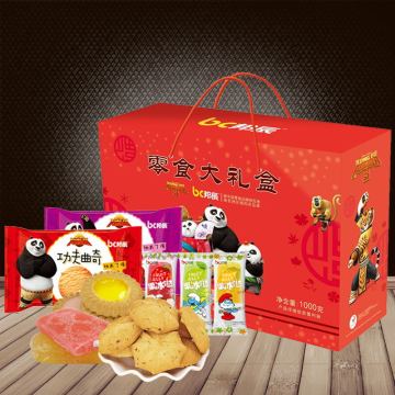 功夫熊猫 零食大礼包 1000g 饼干 糖果 家庭装 大礼盒