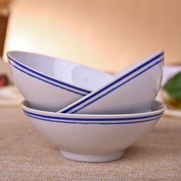 碗面碗汤碗饭碗6英寸怀旧蓝边碗正品老式碗中国风陶瓷餐具